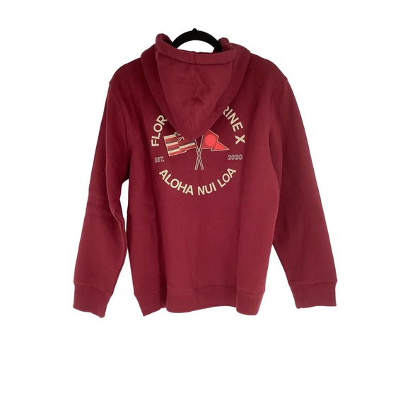 NEW! Florence Marine X Size Small Nui Loa Hoodie Maroon Red Hoodie $85 Organic - Picture 4 of 11